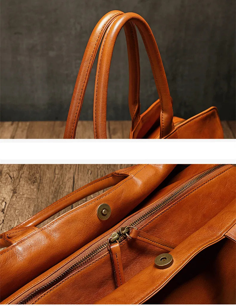 Sac en cuir véritable – Business, Intercalaire Ordinateur, Grande capacité