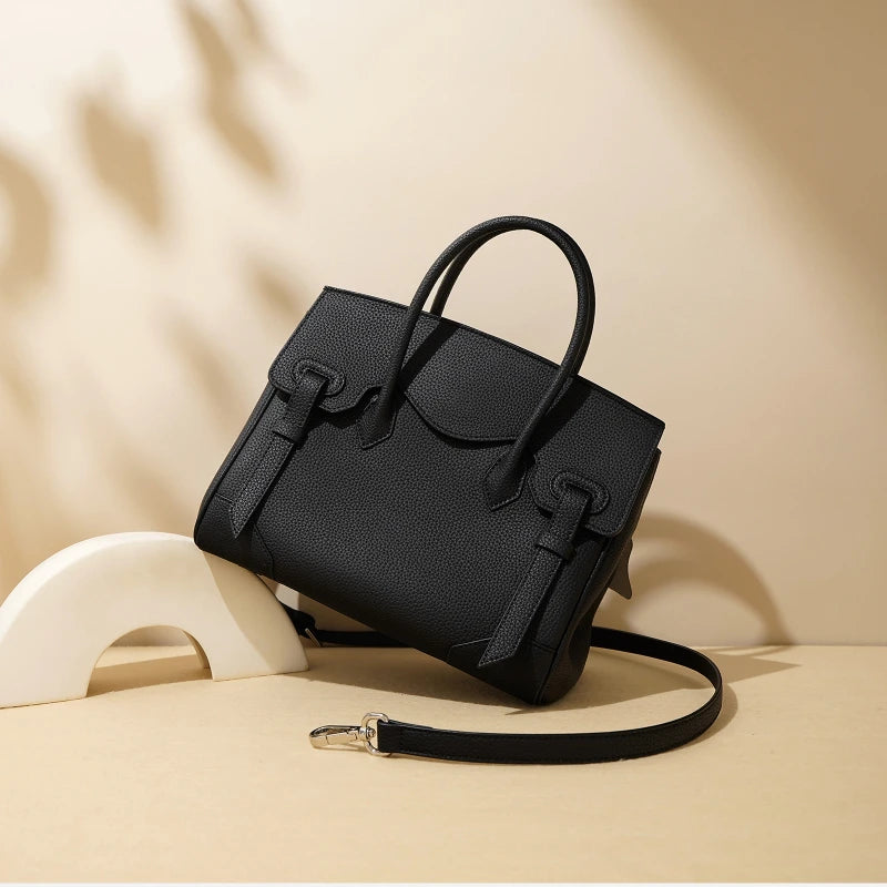 Fashion Designer Large Capacity Autumn Tote 2026 Lichi Pattern Cow Leather Women Shoulder Bag Formal Business Travel Handbag MYNELIA