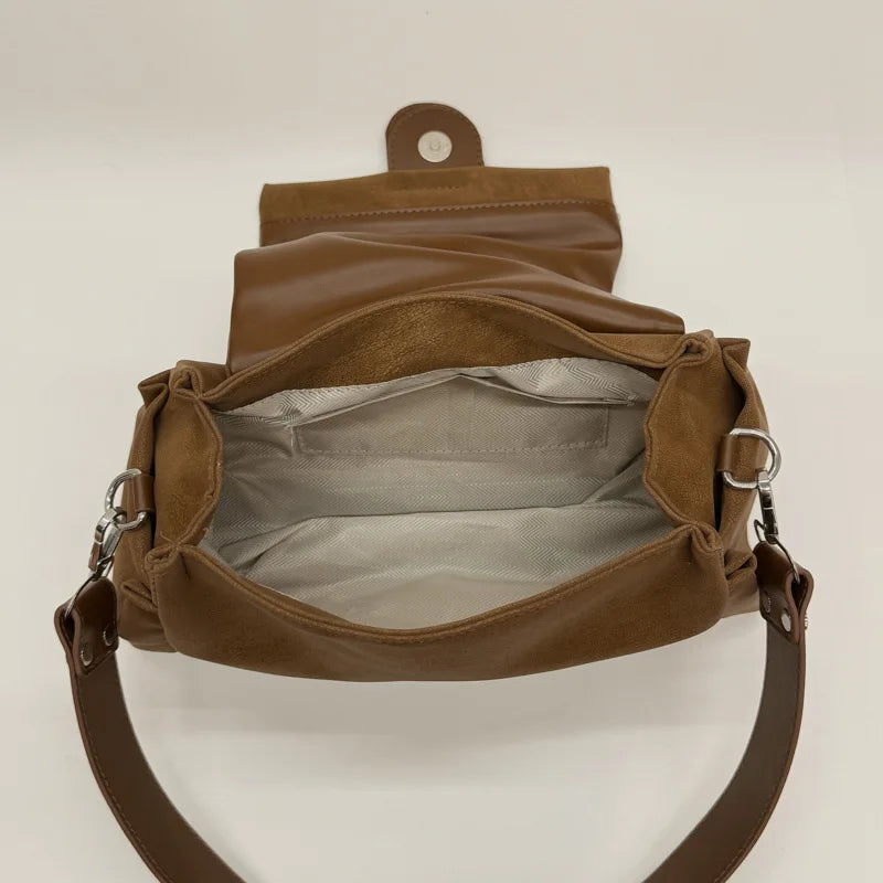 Sac à bandoulière  suède plissé – Fermoir Style fashion