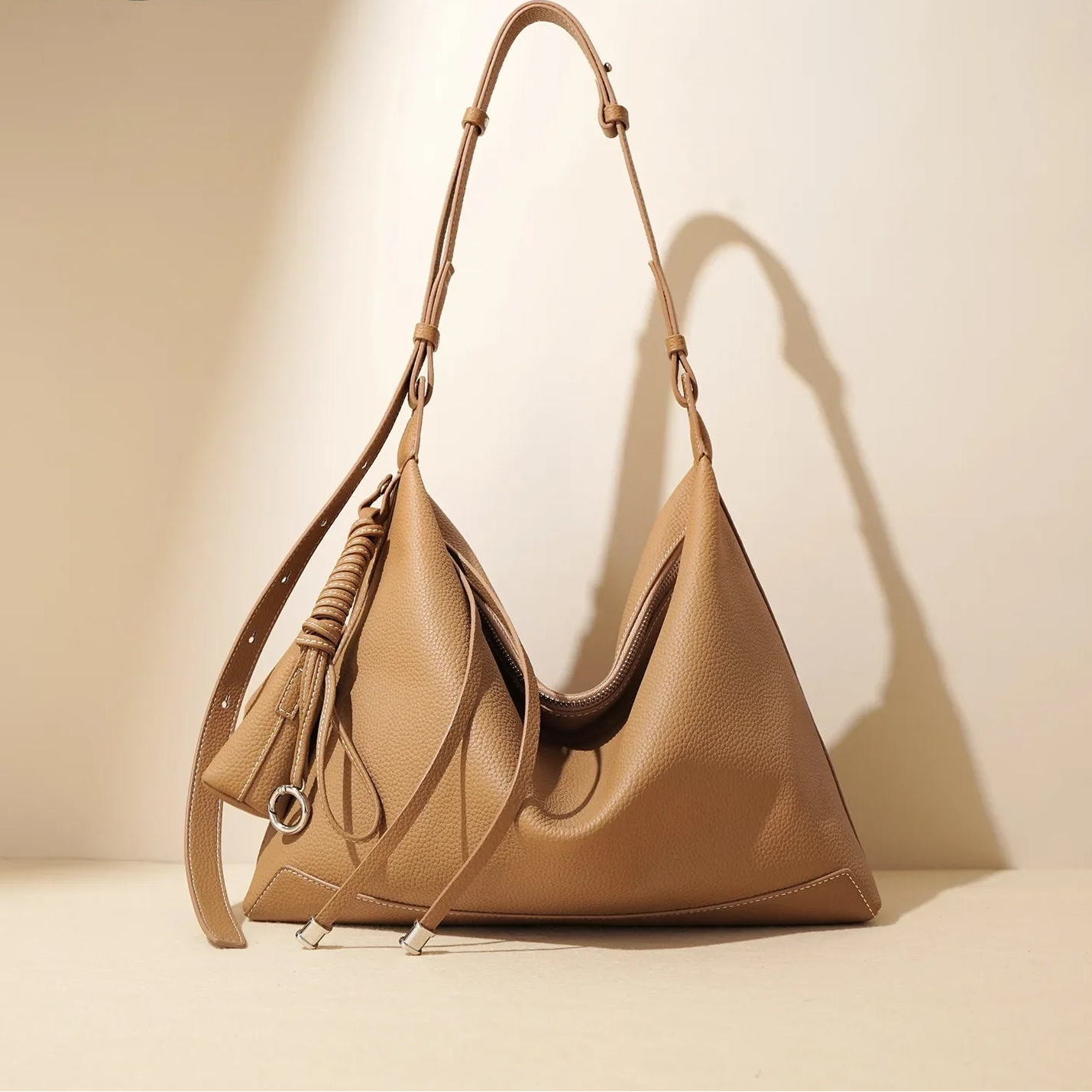 New Ins Chic Designer Large Capacity Commuter Tote First Layer Genuine Cow Leather Women's Handbag Connect with Small Purse MYNELIA