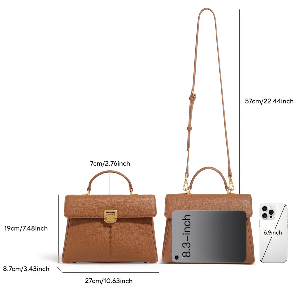 ITAMOOD 27cm Damenhandtasche aus echtem Leder mit verstellbarem Riemen, große Mehrzweck-Umhängetasche für den täglichen Gebrauch