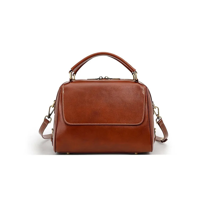 Sac Boston femme en cuir de vachette – 2 bandoulières interchangeables