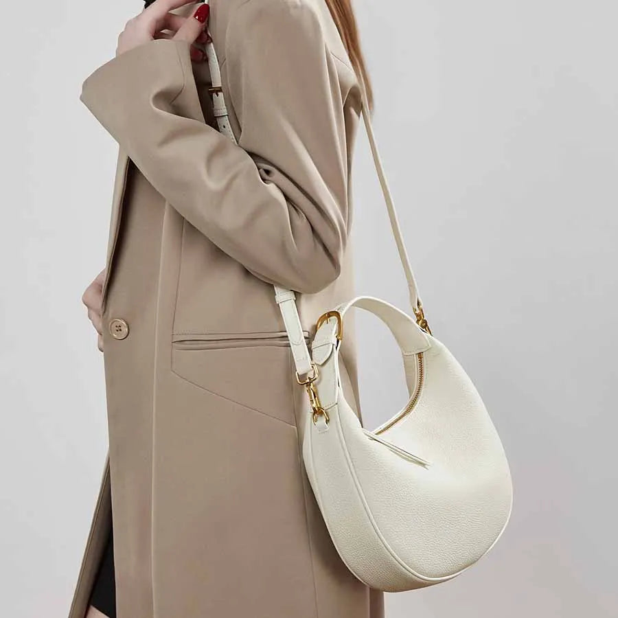 Damen-Ddumpling-Tasche aus Rindsleder der ersten Schicht, neue Mode, Umhängetasche aus echtem Leder, schlichte Umhängetasche, hochwertige Handtasche