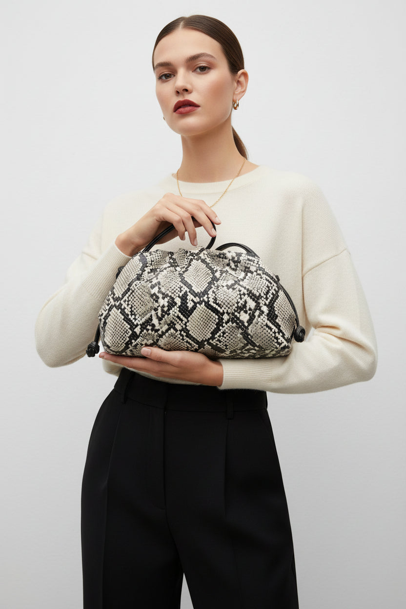 Sac bandoulière Clutch Femme – PU plissé imprimé- Style tendance