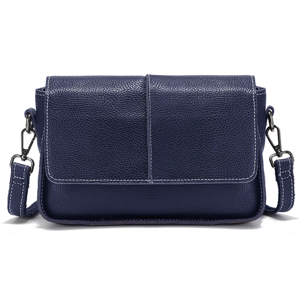 Sac bandoulière cuir véritable –Pochette Carrée Rabat Style Rétro MYNELIA
