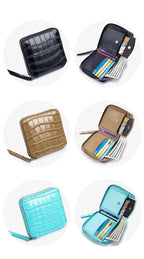 Portefeuille en cuir véritable – Motif alligator, protection RFID,8 compartiments