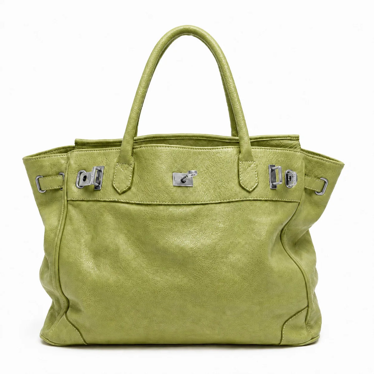 Sac Tote en cuir PU Souple Boucles Métal Double Poignée