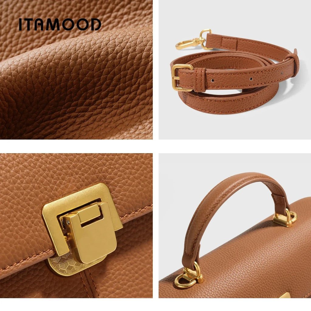 ITAMOOD 27cm Damenhandtasche aus echtem Leder mit verstellbarem Riemen, große Mehrzweck-Umhängetasche für den täglichen Gebrauch