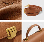 ITAMOOD 27cm Damenhandtasche aus echtem Leder mit verstellbarem Riemen, große Mehrzweck-Umhängetasche für den täglichen Gebrauch