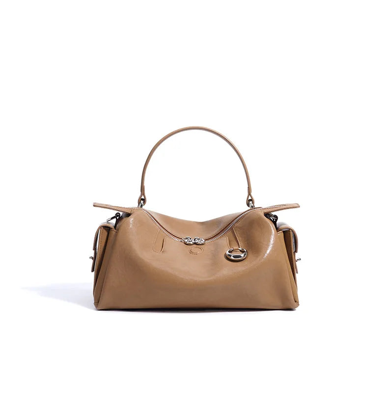 Handtasche aus echtem Leder, neues Nischen-Design 2025, modische Kissen-Tasche aus Rindsleder, einfache Umhängetasche für Damen