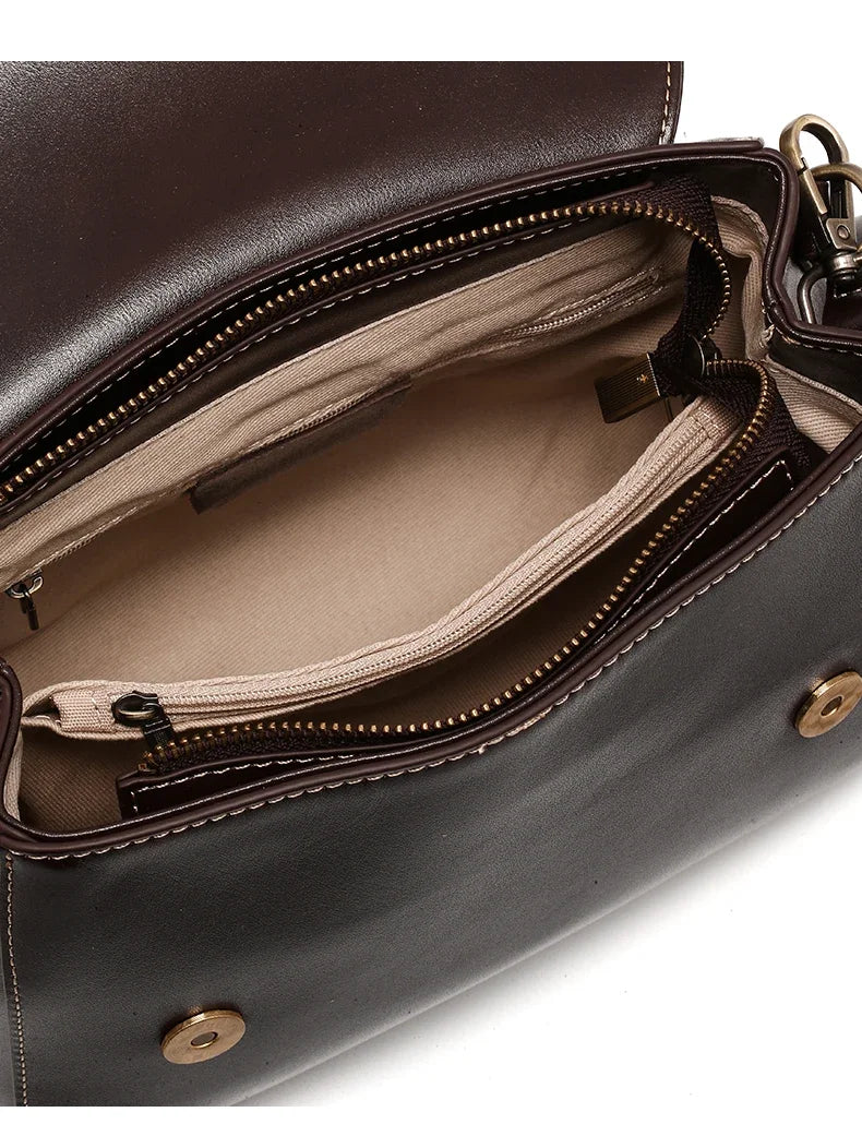 Sac à main cuir véritable vintage – Bandoulière & Épaule