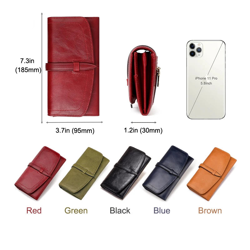 Grand portefeuille cuir véritable-Anti-RFID, Zip & Multi-compartiments MYNELIA