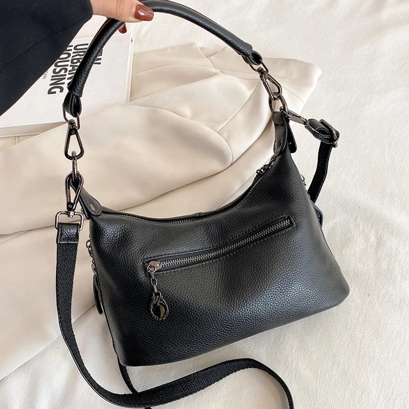 Sac à Main Hobo en Cuir Véritable Vintage – Femme MYNELIA