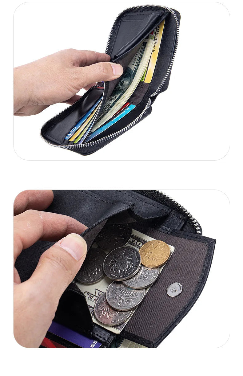 Portefeuille en cuir véritable – Motif alligator, protection RFID,8 compartiments