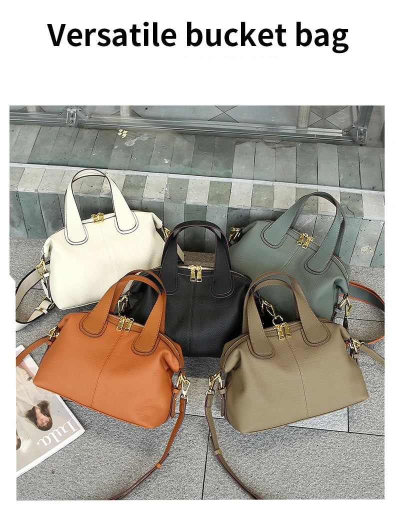 Sac Trapèze Cuir Véritable – Grande Capacité Femme MYNELIA