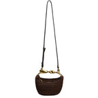 Sac Hobo tressé anse métallique-Rouille & Chocolat