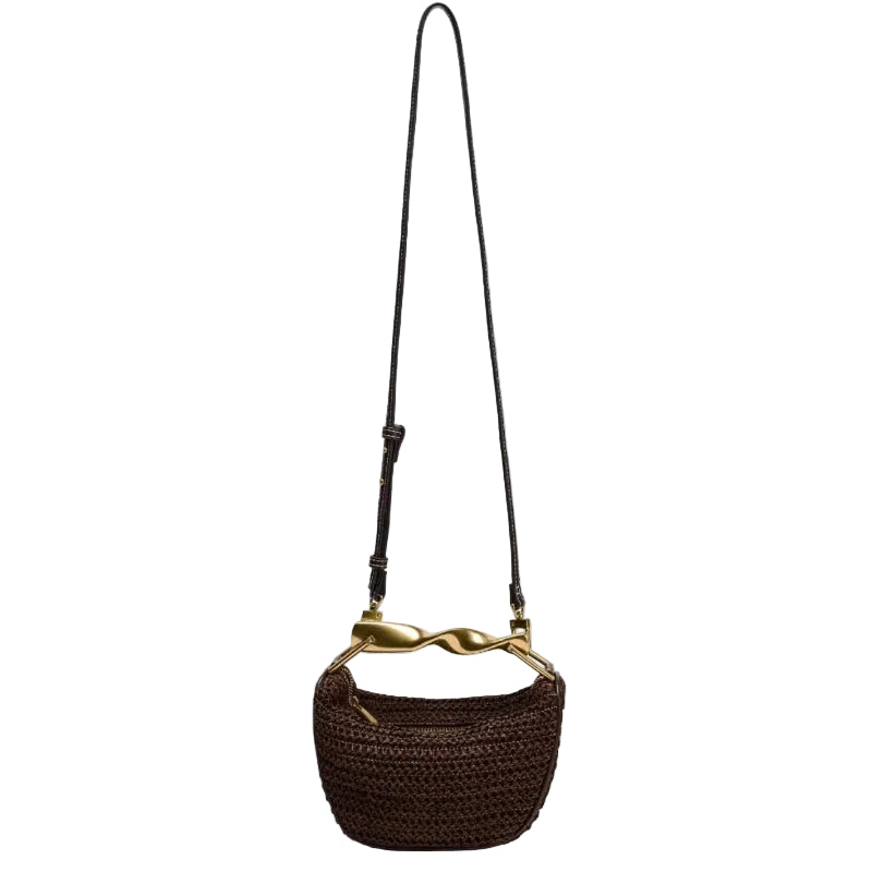Sac Hobo tressé anse métallique-Rouille & Chocolat