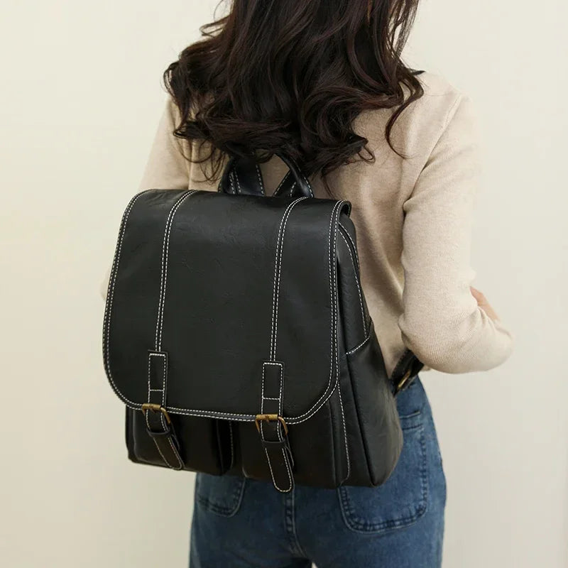 Sac à Dos Vintage en Cuir Souple – Grande Capacité, Mixte & Intemporel MYNELIA