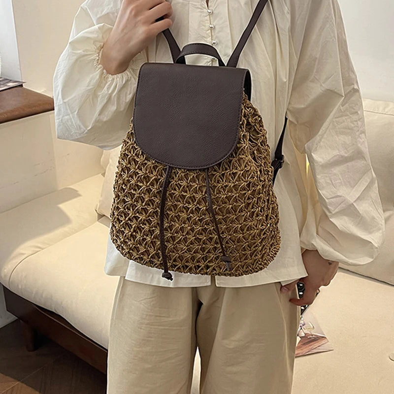 Sac à dos Paille tressée– Style Bohème Chic Vintage MYNELIA