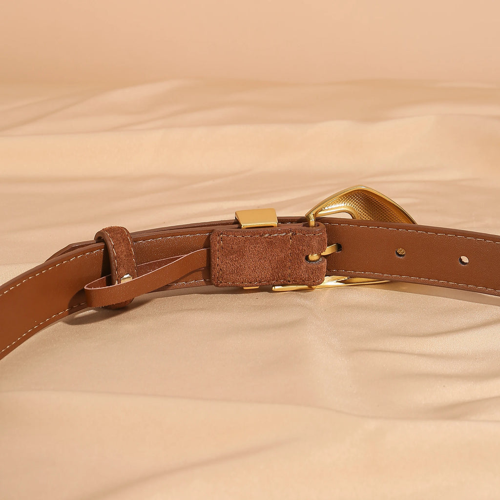 Ceinture femme suède boucle dorée – Style vintage