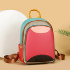 Sac à dos Cuir Véritable Patchwork Coloré – Multi-Poches