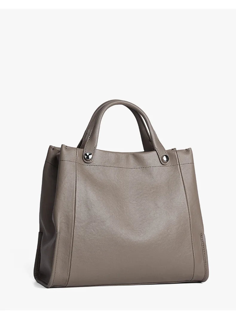 Sac cabas souple en cuir véritable à poches intérieures