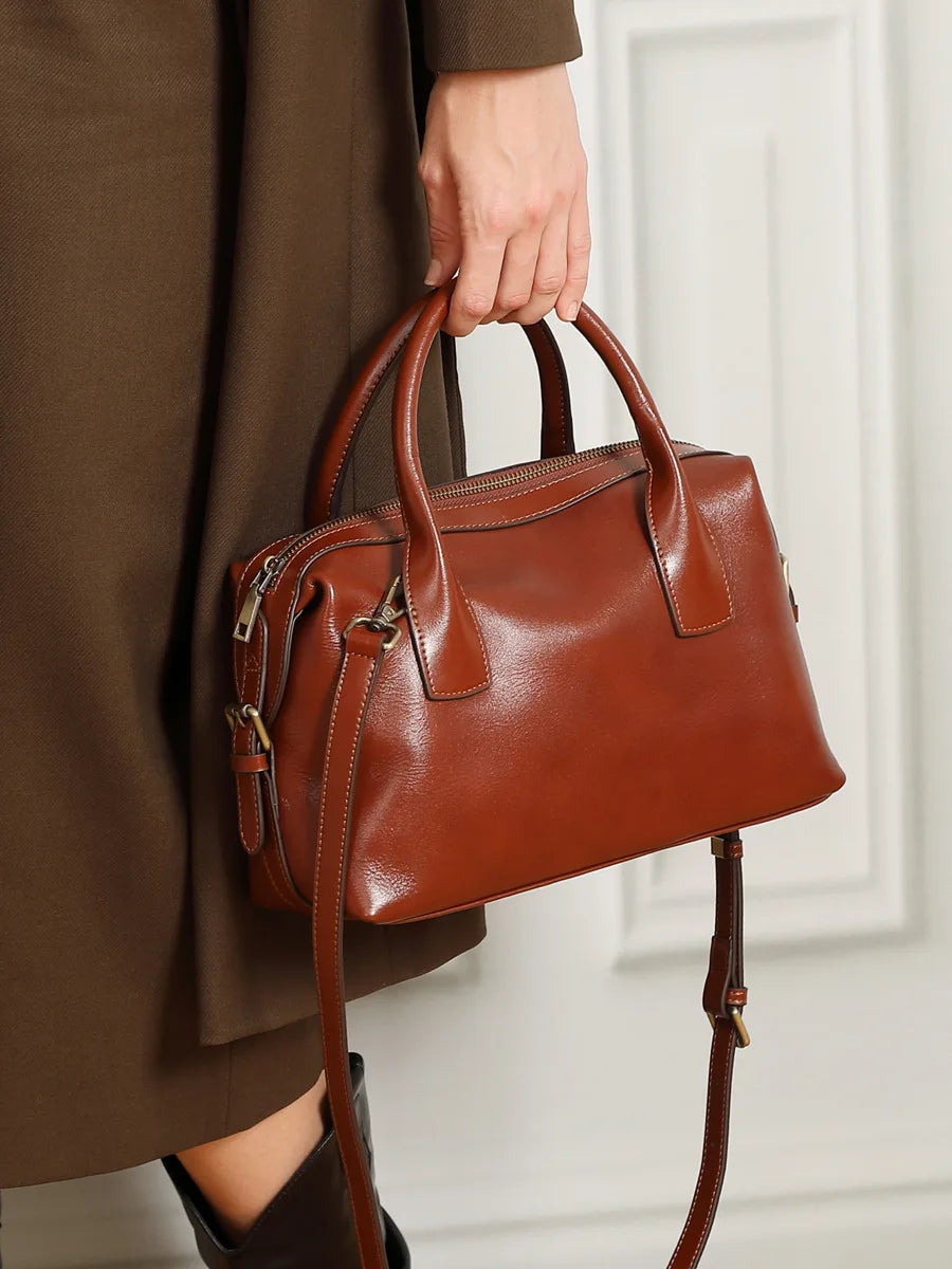 Sac bowling femme en cuir véritable – Style vintage