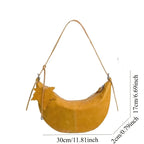 Sac demi-lune Vintage Femme – Polyester Breloque Feuille Hobo Bandoulière