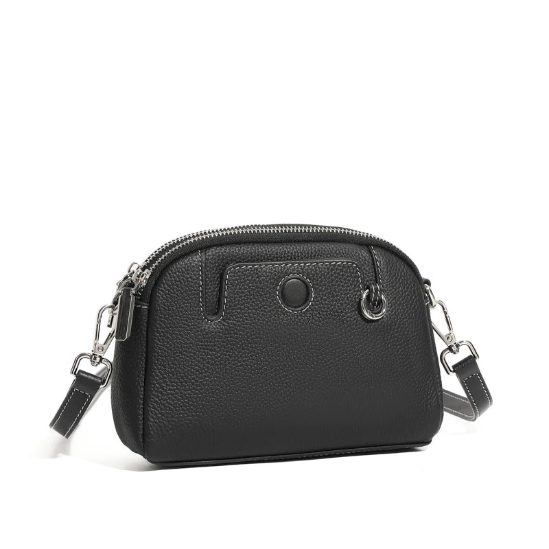 Mini sac coquille femme en cuir de vache véritable – 18 × 6 × 14 cm