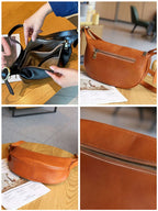 Sac Hobo cuir tanné végétal 100% Véritable  – Bandoulière