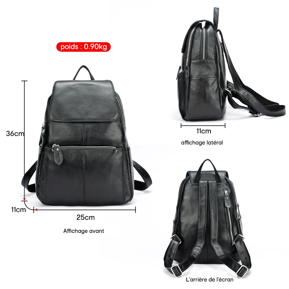 Sac à dos femme en cuir véritable – Anti-Vol, Grande Capacité MYNELIA