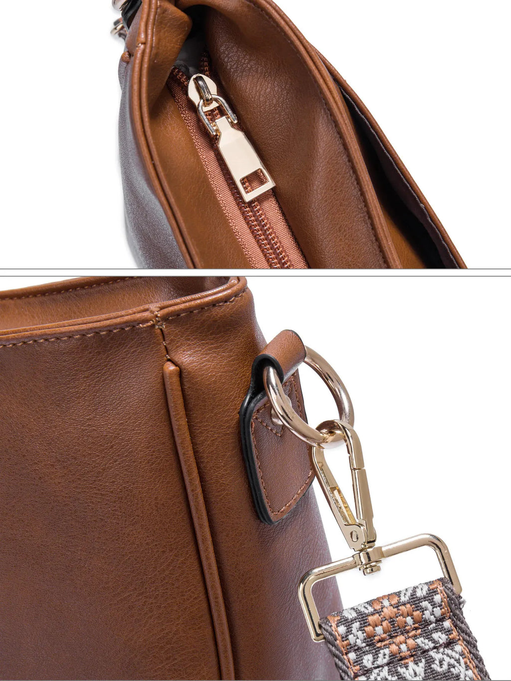 Sac à main en cuir vegan Éco-Responsable – Forme rectangulaire, Poche Zip
