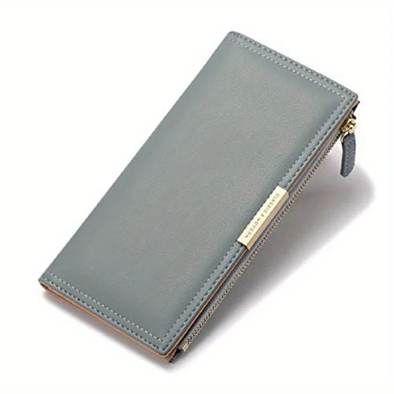 Ultra Slim Wallet For Women, RFID Blocking Credit Card Holder, Bifold Clutch Coin Zipper Travel Long Purse MYNELIA