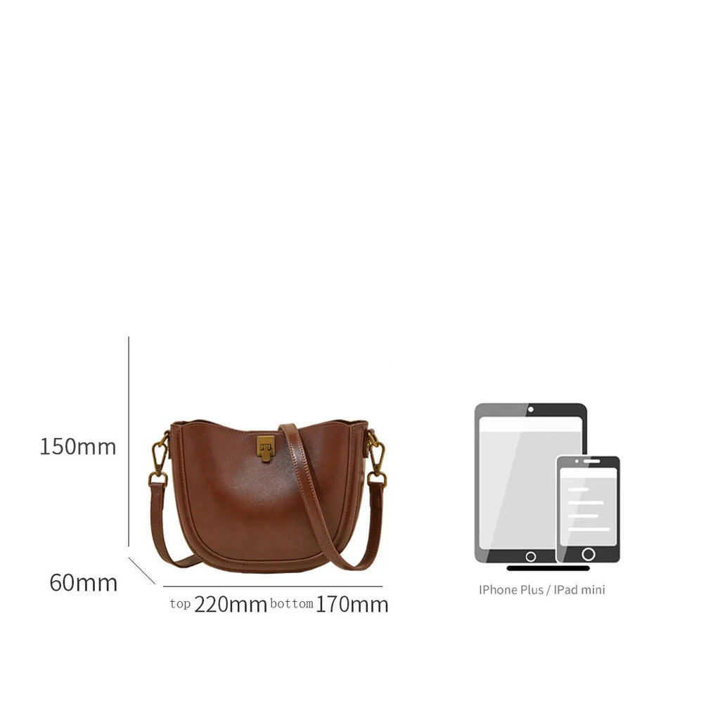 Sac en Cuir Véritable  Rabat Hasp 3 Poches Croisé Vintage