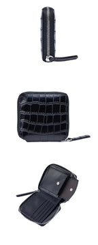 Portefeuille en cuir véritable – Motif alligator, protection RFID,8 compartiments