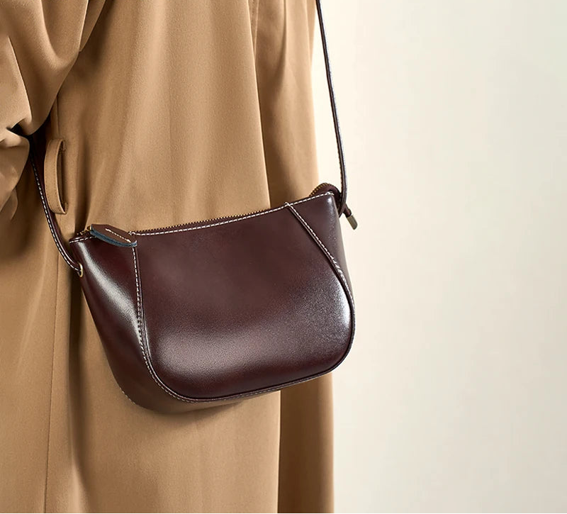 Sac Shell en Cuir véritable Doublure Coton 4 Poches