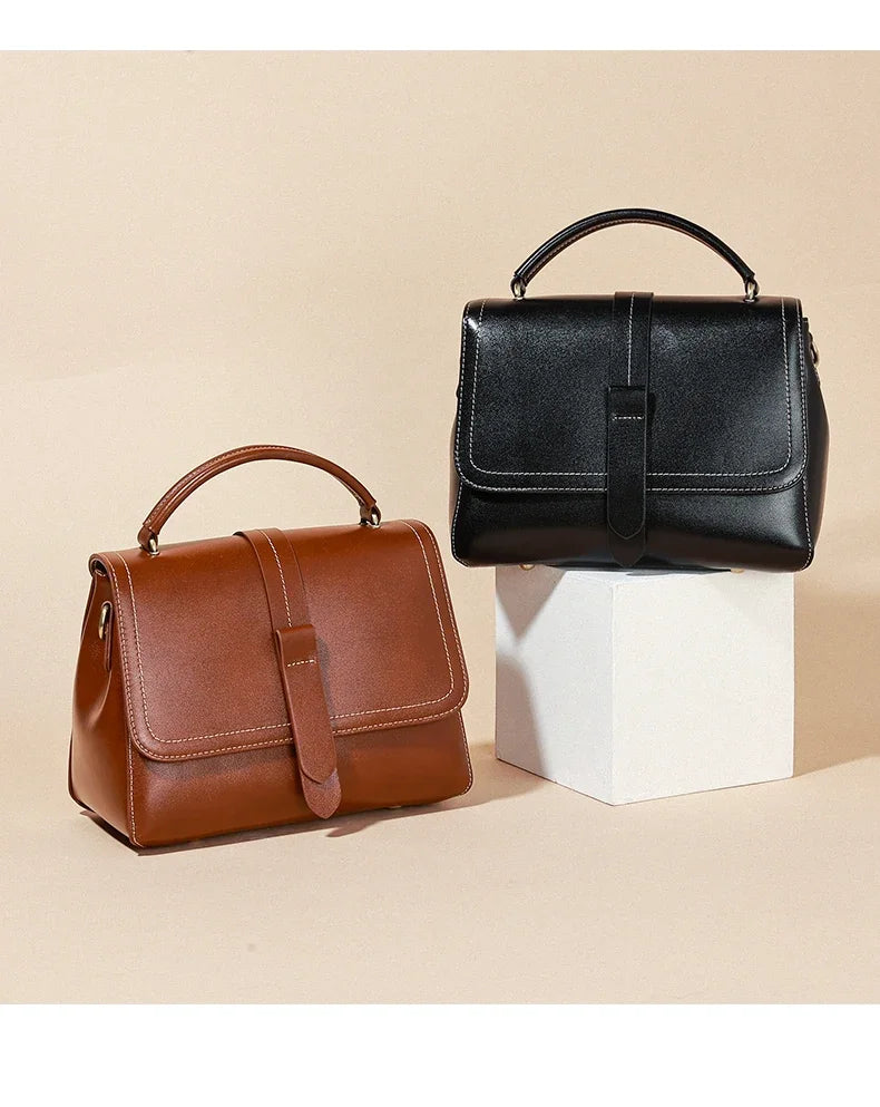 Sac à main cuir véritable vintage – Bandoulière & Épaule