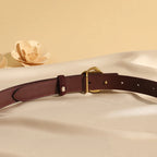 Ceinture fine cuir Femme – Boucle fleur dorée