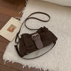 Sac à bandoulière  suède plissé – Fermoir Style fashion