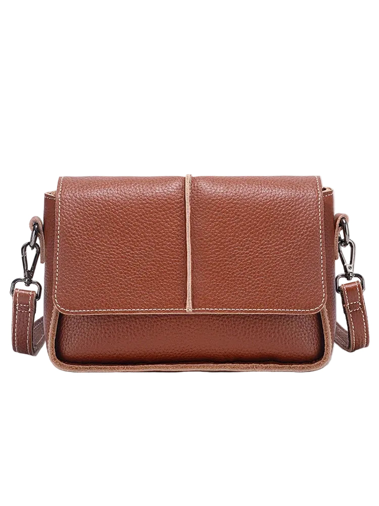 Sac bandoulière cuir véritable –Pochette Carrée Rabat Style Rétro MYNELIA