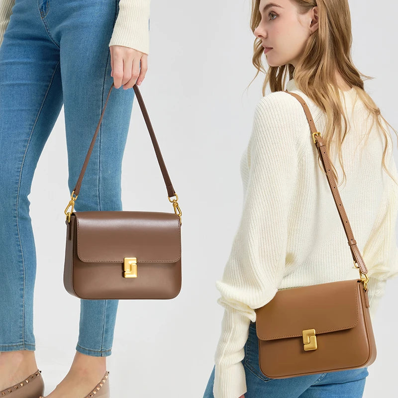 Sac bandoulière cuir de vache–Petit Sac selle chic toutes saisons MYNELIA