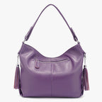Zency Fashion Soft Real Genuine Leather Tassel Women's Handbag Ladies Shoulder Tote Messenger Hobo Bag Satchel Purple Green MYNELIA