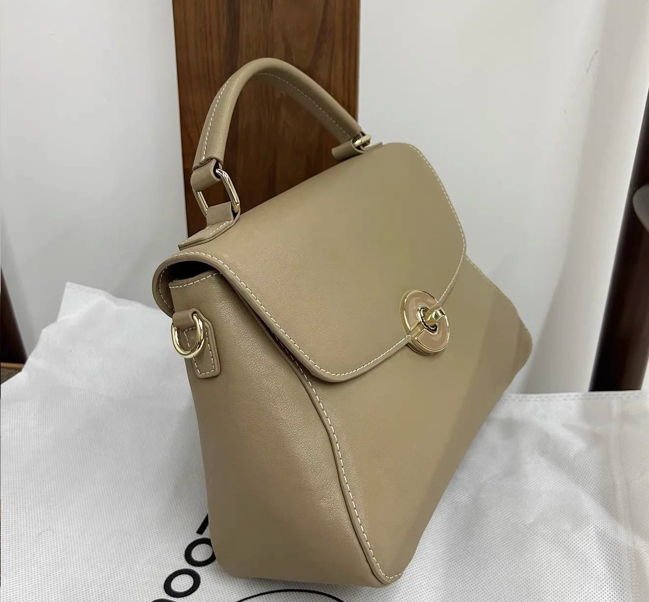Sac tote fuir véritable fait main – Kaki & Bleu