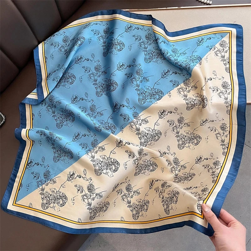 Foulard Carré Imprimé Floral 70×70 cm – Léger & Multicolore, Femme MYNELIA