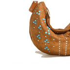 Sac à main demi-lune en daim avec rivets -Style rétro MYNELIA