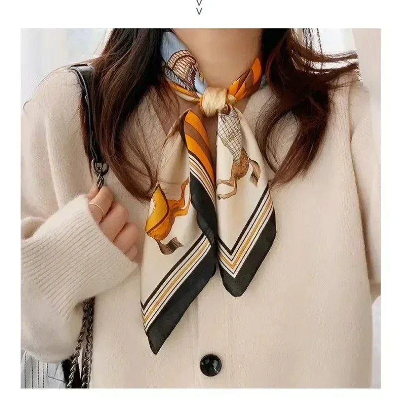 100% Mulberry Silk Scarf Women's Satin Multifunctional Square Scarf 90X90cm - Headband Hair Ribbon Neckerchief Bandana MYNELIA