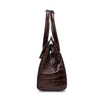 Sac à main cuir véritable embossé brillant –Style bureau chic