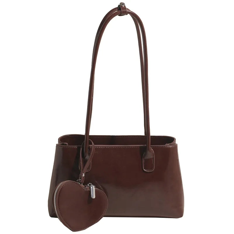 Women's Handbag Retro Tote Bag High End Shoulder Bag Large Capacity, Solid Color Simple Underarm Square Bag MYNELIA