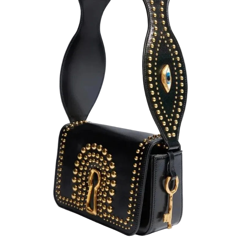 Petit sac épaule femme à rabat et rivets – Simili cuir