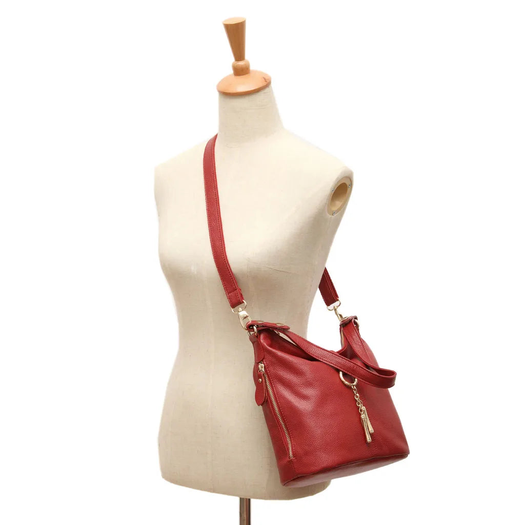 Sac hobo cuir véritable- Zippé bandoulière MYNELIA